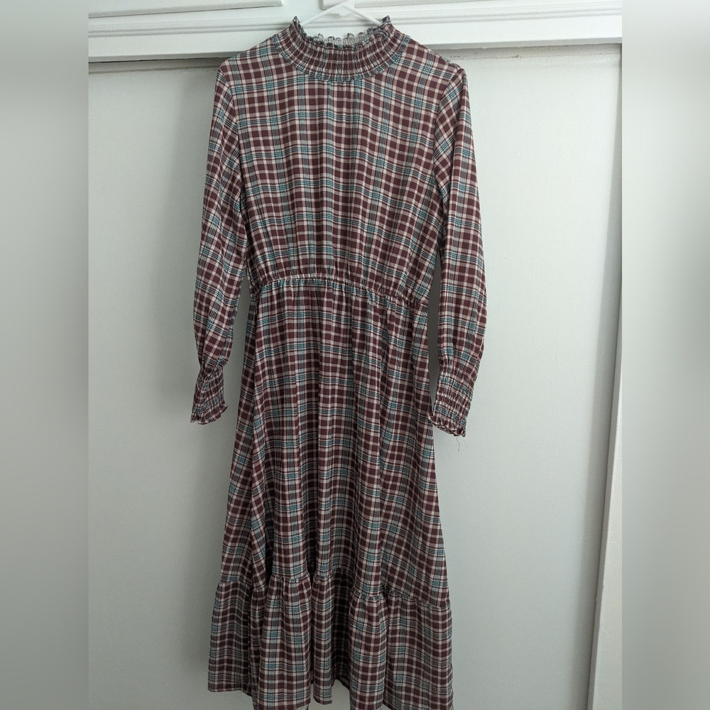 Plaid Long Sleeve Dress